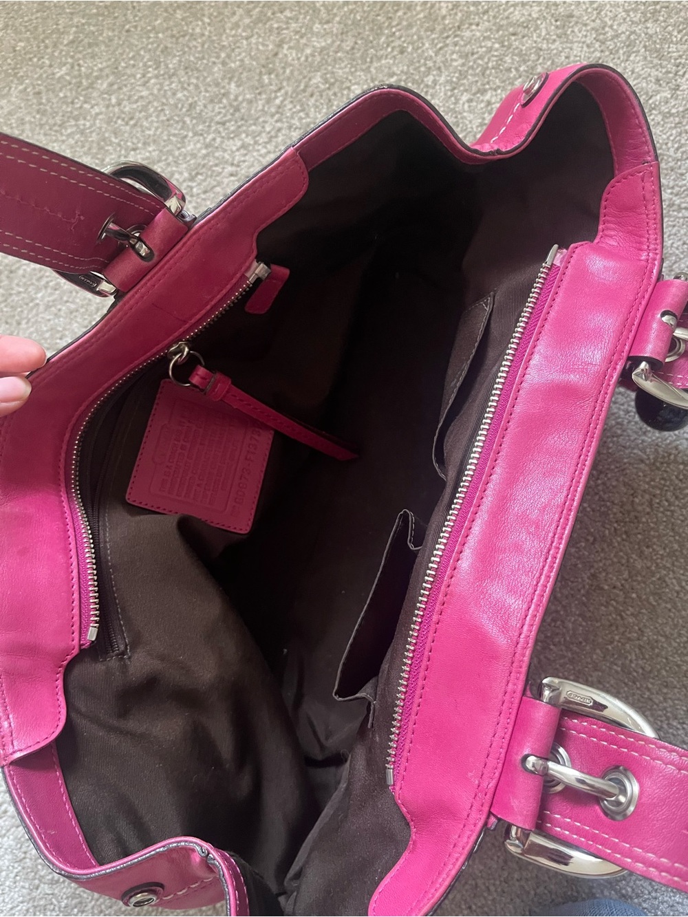 Coach Pink Leather Tote with Cherry Charm - Picture 5 of 7